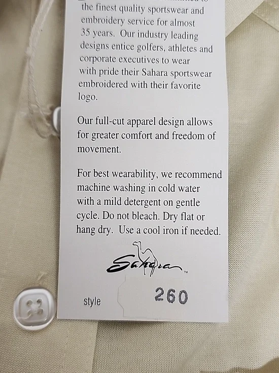 Sahara Cream Short-Sleeve Western Embroidered Polo Shirt w/pockets Sz M - Picture 8 of 10